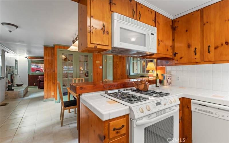 Kitchen opens to dining room and living room.