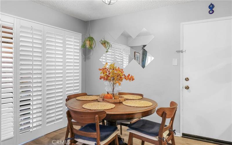 Dining area with access door to the garage.