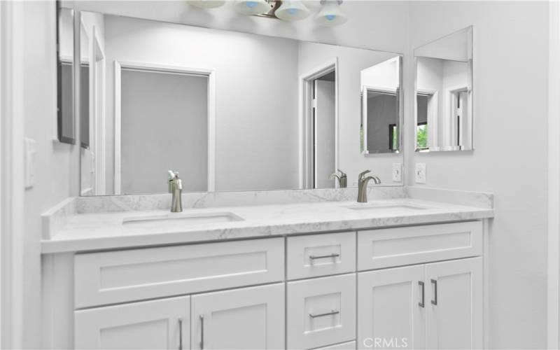 Primary Suite with Dual Sinks and New Vanity with Quartz Countertop