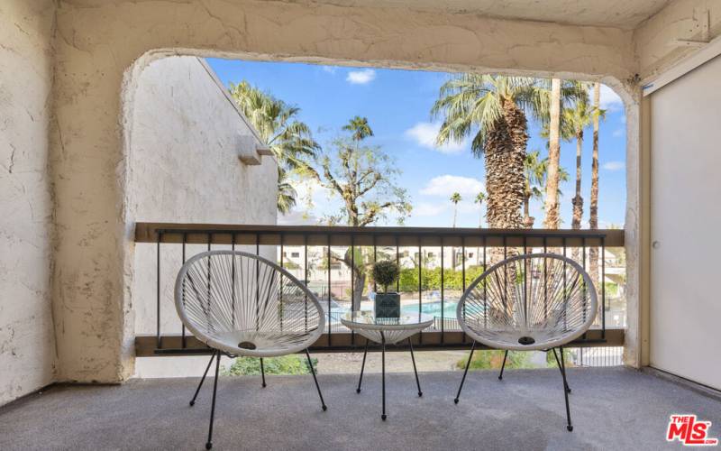 Spacious poolside balcony