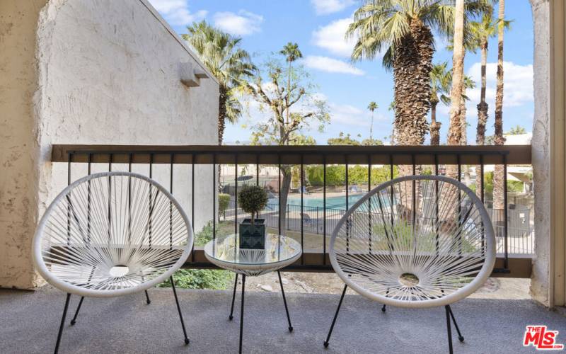 Spacious poolside balcony