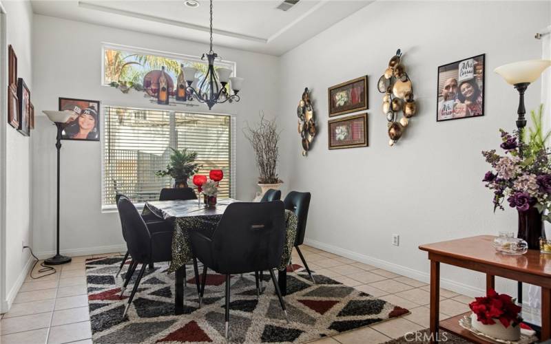 Dining room off of living room and entry.