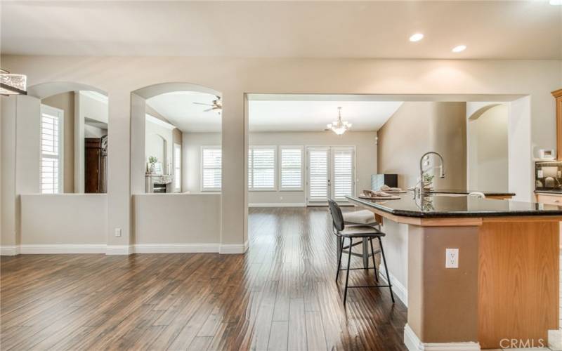 View of dinning room, kitchen, family room