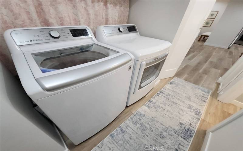 Top Loading LG Washer and Front Loading LG Dryer. Stunning Hall Bath entranceto the right.