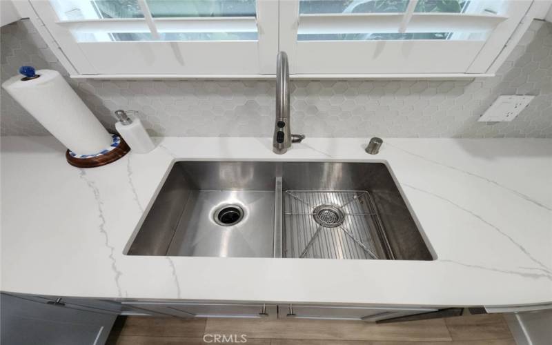 Newer Sink, Faucet and Gorgeous Carrera Counters.