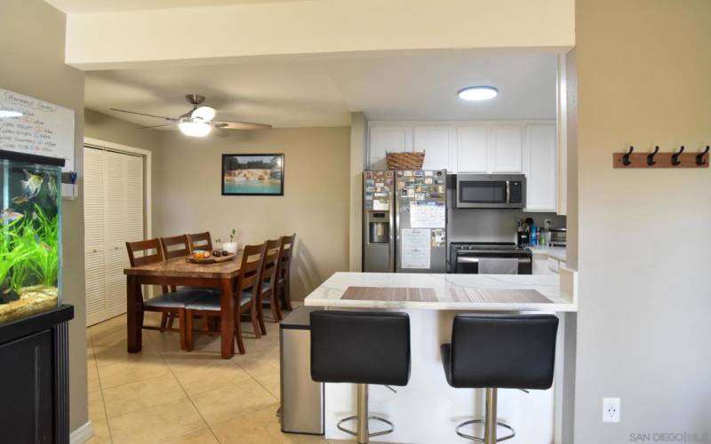 Dining room and kitchen bar.