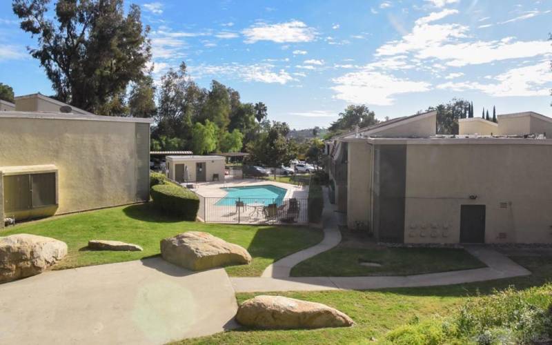 Aerial view of pool.