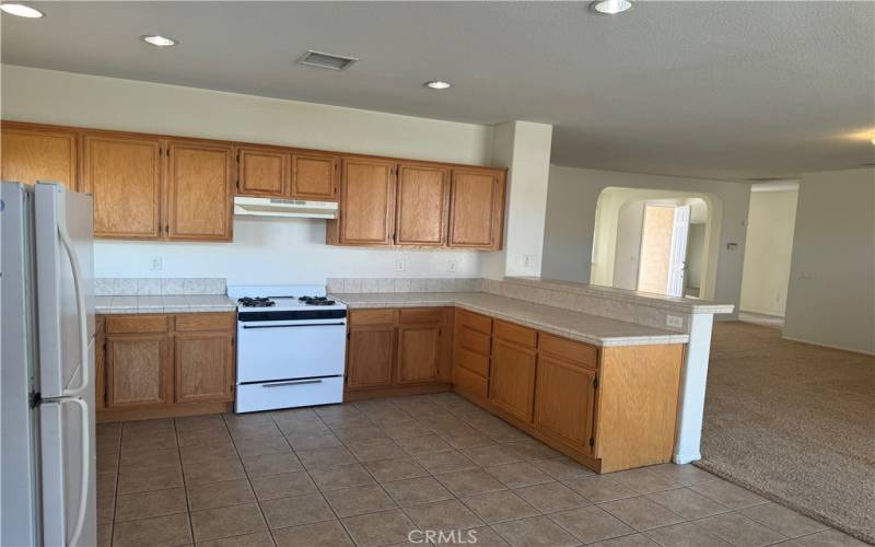 Kitchen with ample counter and cabinet space.