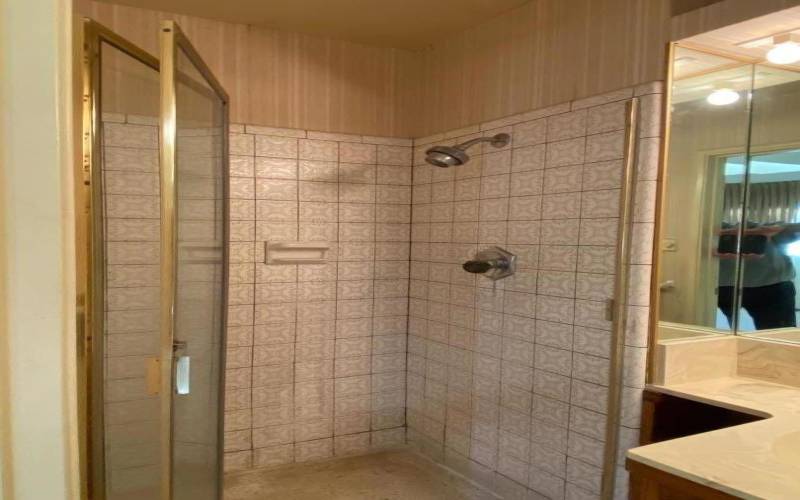 Stall shower in primary bathroom