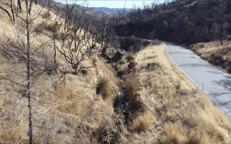 Aerial of Sweetwater creek running along property boundary and Mines rd