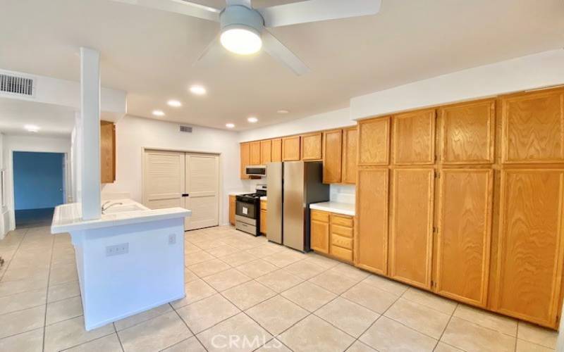 Ample cabinet space in the dining/kitchen area.