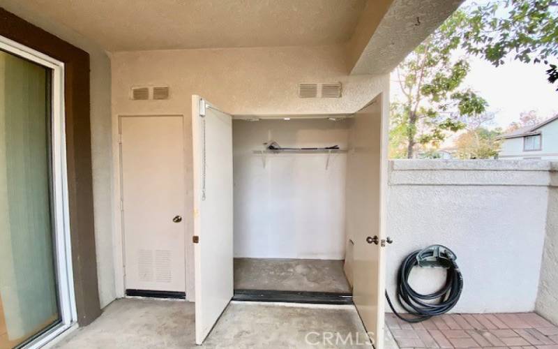 Outdoor closet for storage.