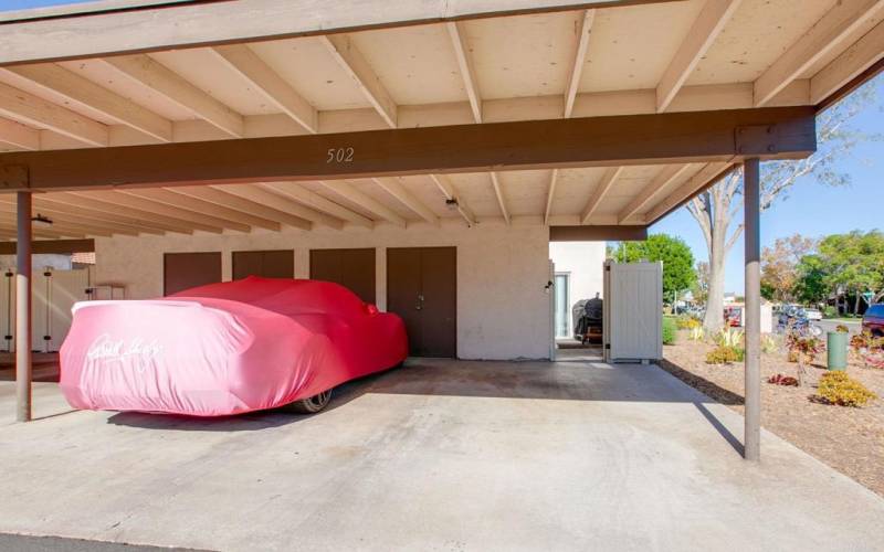 2 Car carport with extra storage.