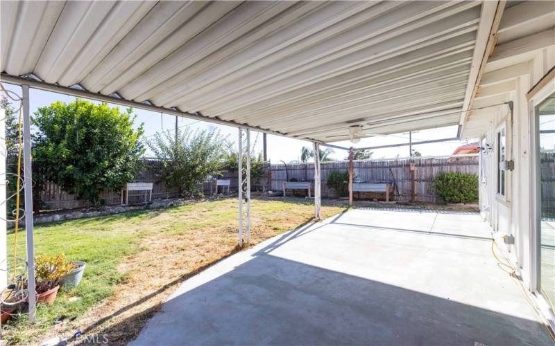 Big backyard with covered patio