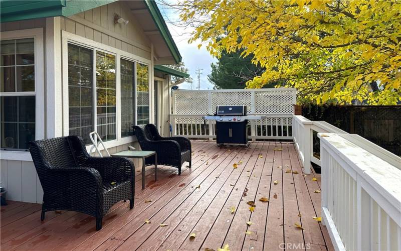 Railing enclosed deck.