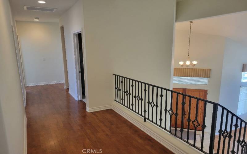 Upstairs hallway overlooking the entry and the living room