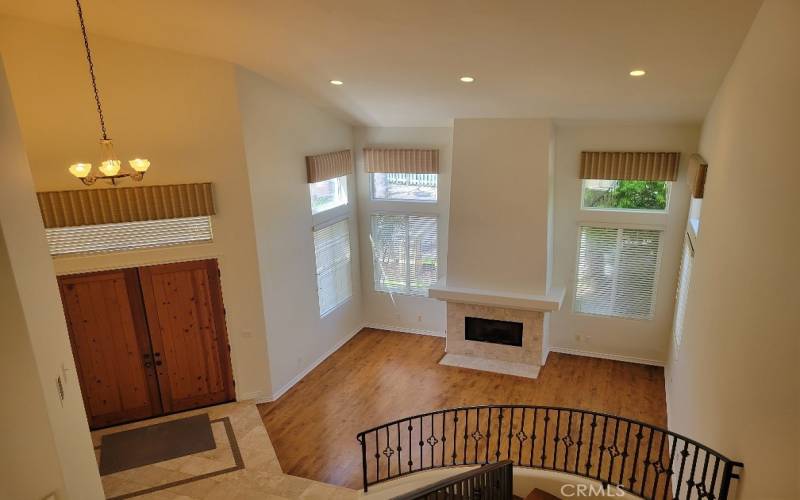 View of the entry and the living room from upstairs