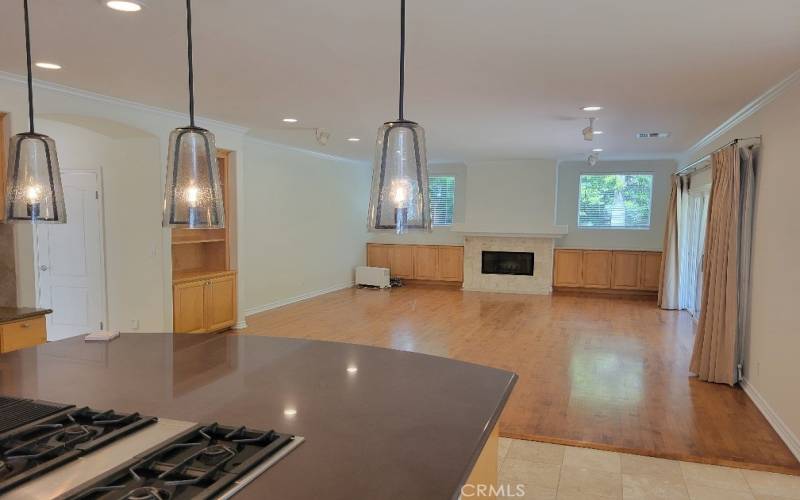 View of the family room from the kitchen