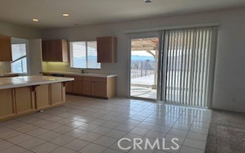 Spacious kitchen overlooking den