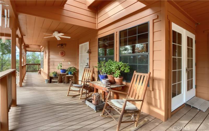 Amazing covered porch/deck complete with skylights!