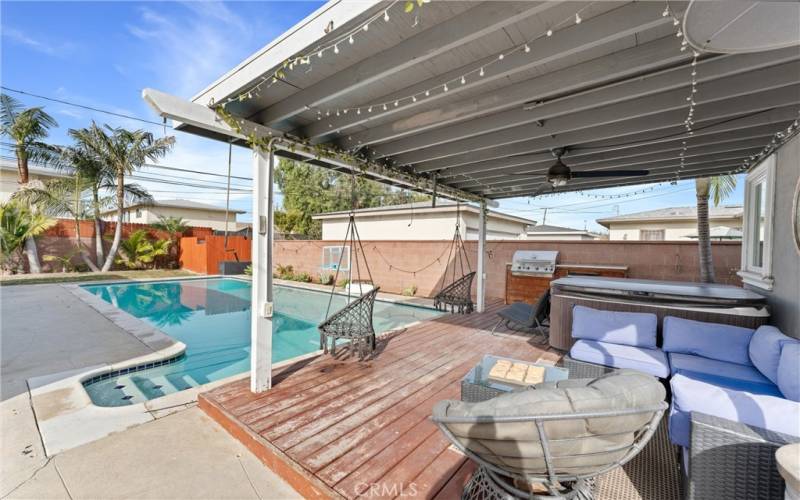 Backyard patio and pool area