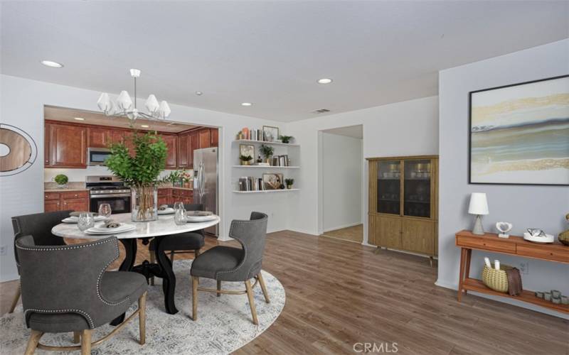 Virtually staged dining area.