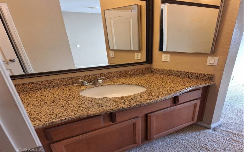 Primary Upscale Vanity, featuring granite top!