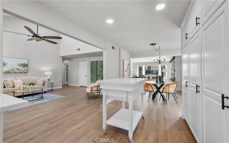 Family room and dining room.