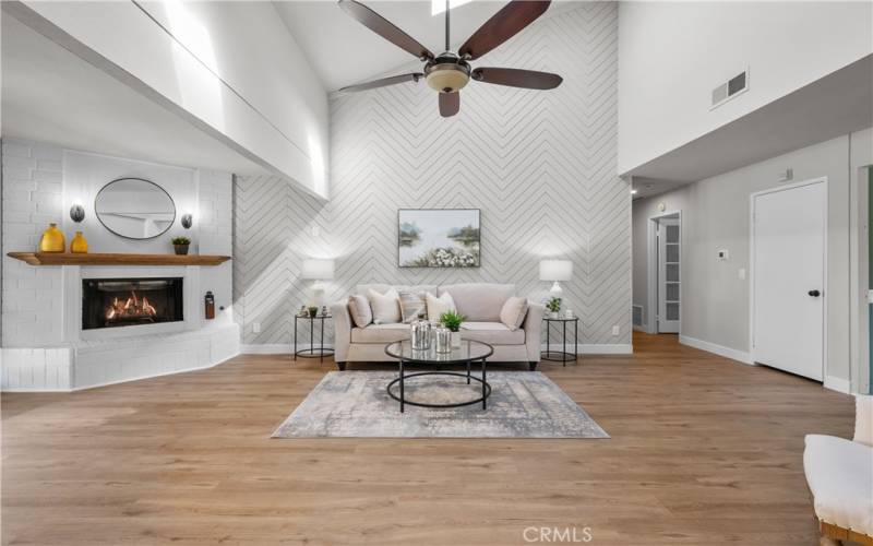 Family room with high ceilings.