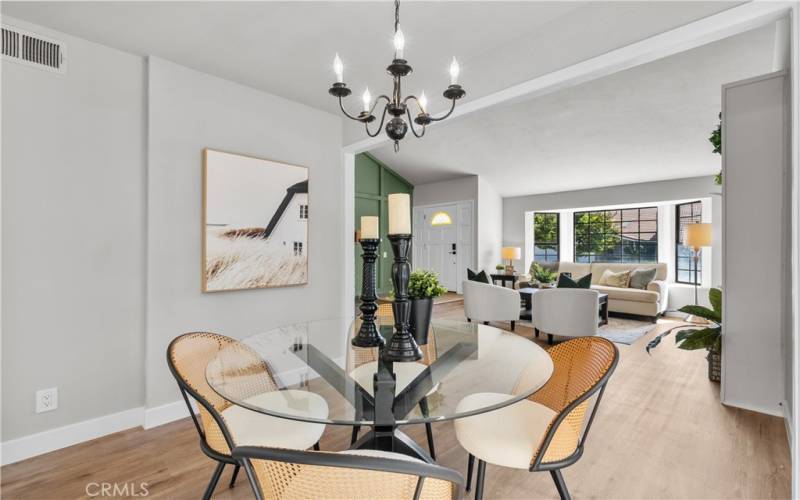 Dining room open to living room.