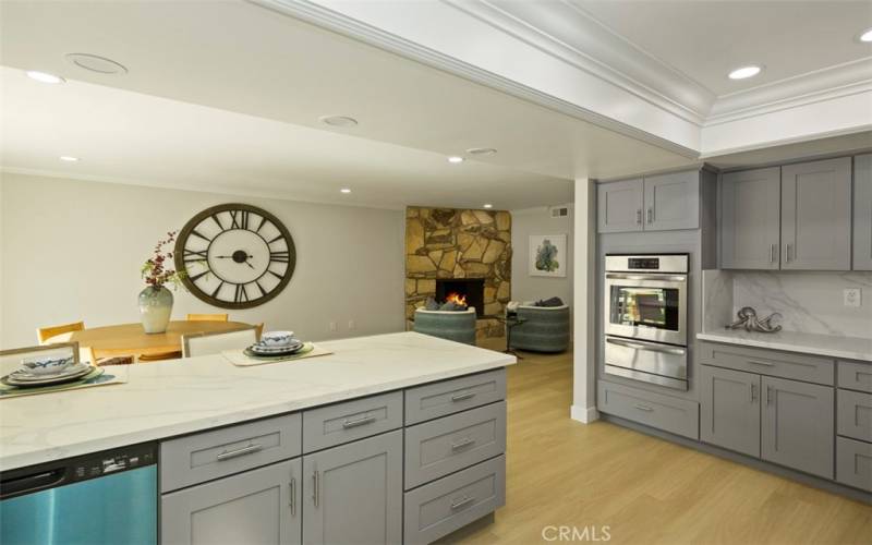 Kitchen is very large with great lighting and breakfast bar. (New dishwasher still has skin on!)