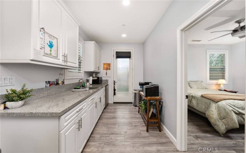 kitchenette and view to front door