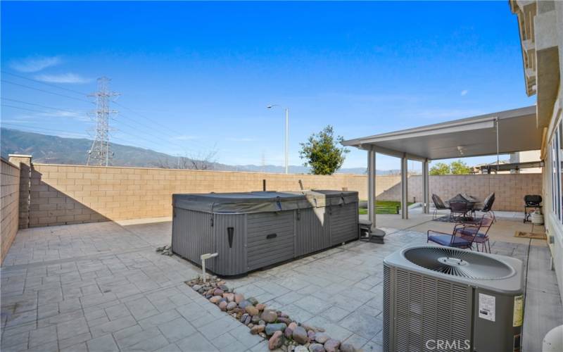 Backyard with patio and spa