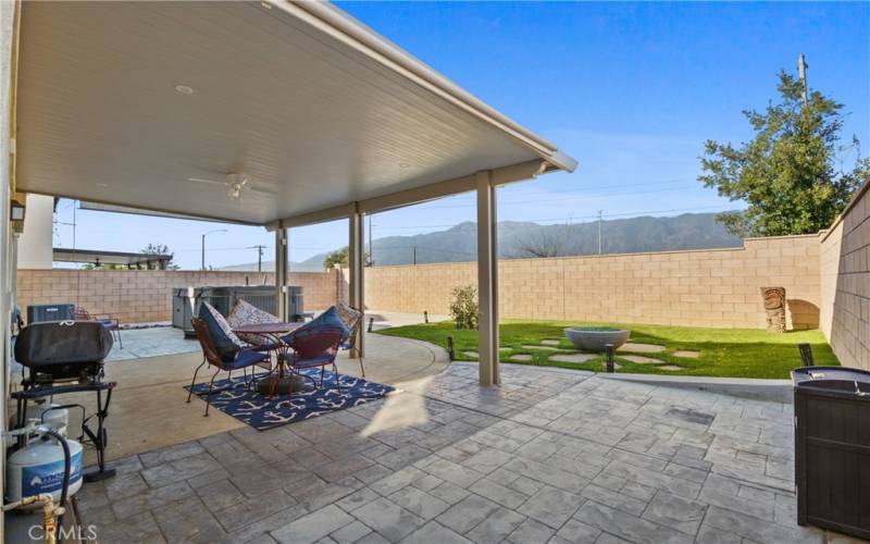 Backyard with patio and spa