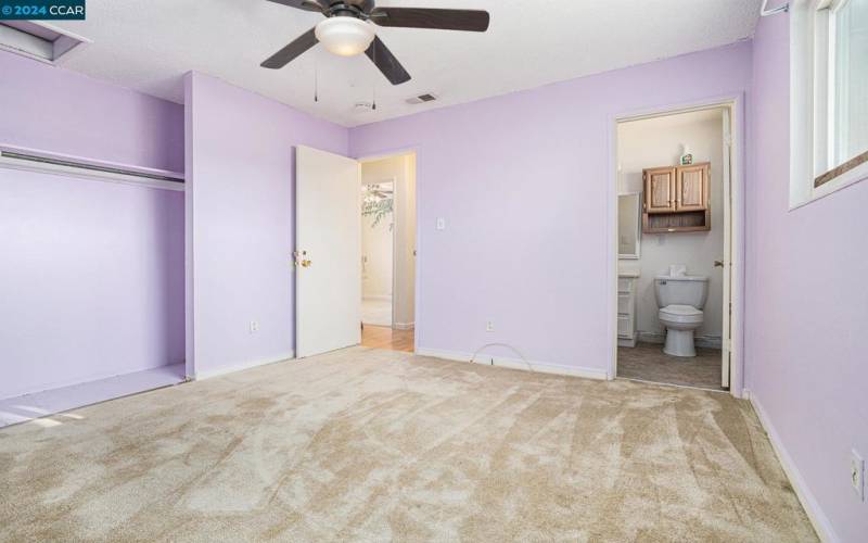 Primary bedroom with attached bath.