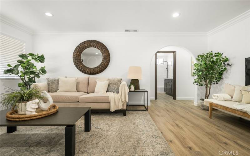 Sprawling Family Room, Spanish Archways