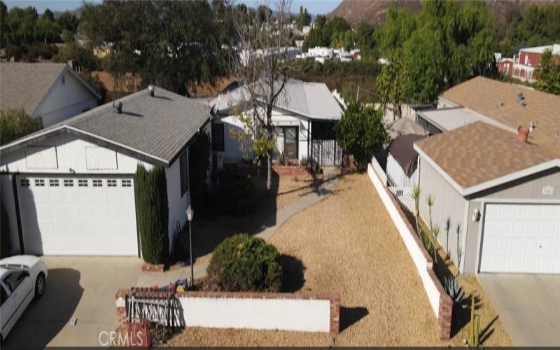 Elevated View of home and garage.