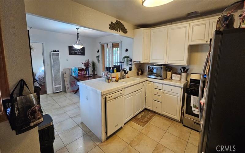 Large kitchen and dining area