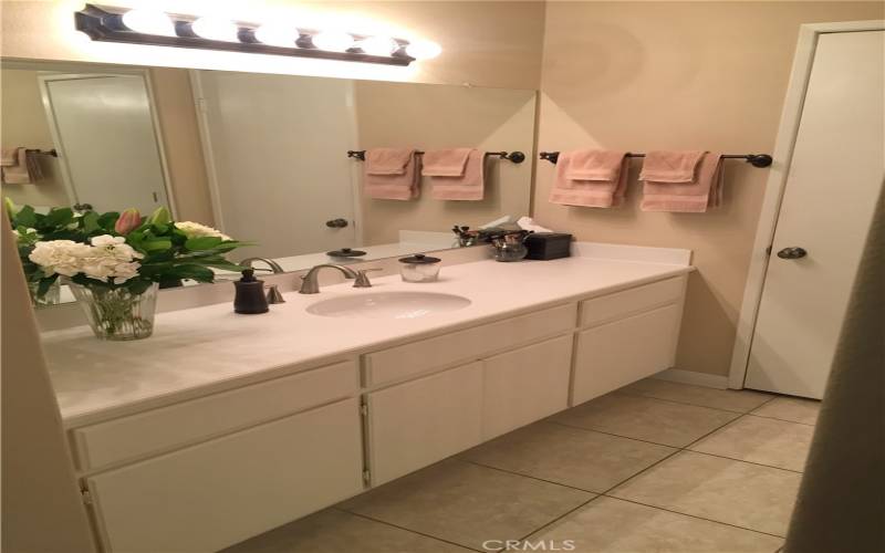 Dressing area with extra sink off the bedroom