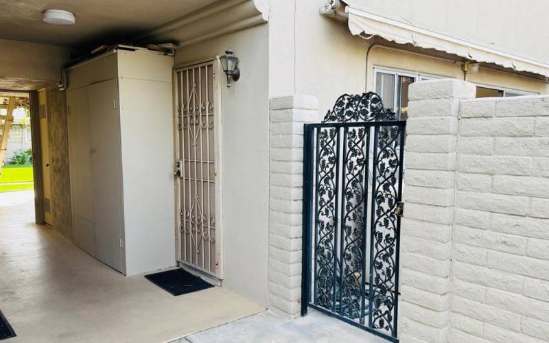 Rear entrance to patio and kitchen