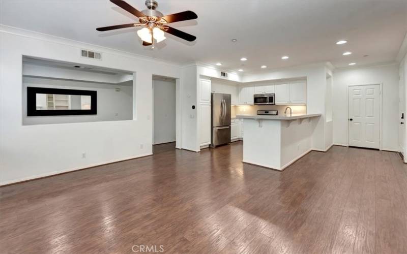 From living room view towards kitchen, so left is dining room