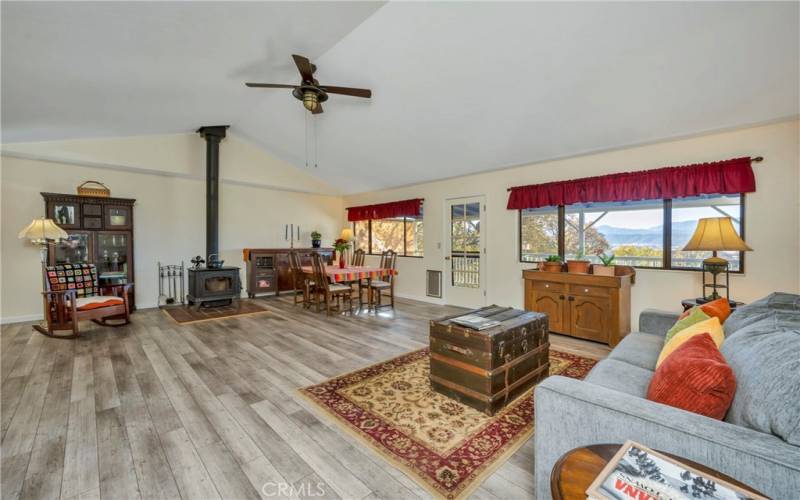 Living room opens to kitchen and to back deck