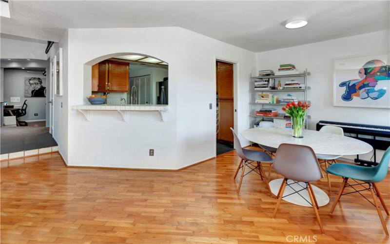 Entering dining room open light and bright.