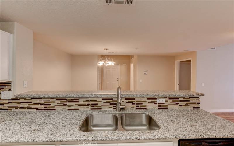 Kitchen with view of dining area