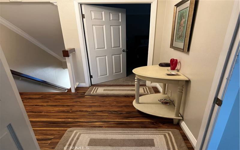 upstairs hallway between rooms.