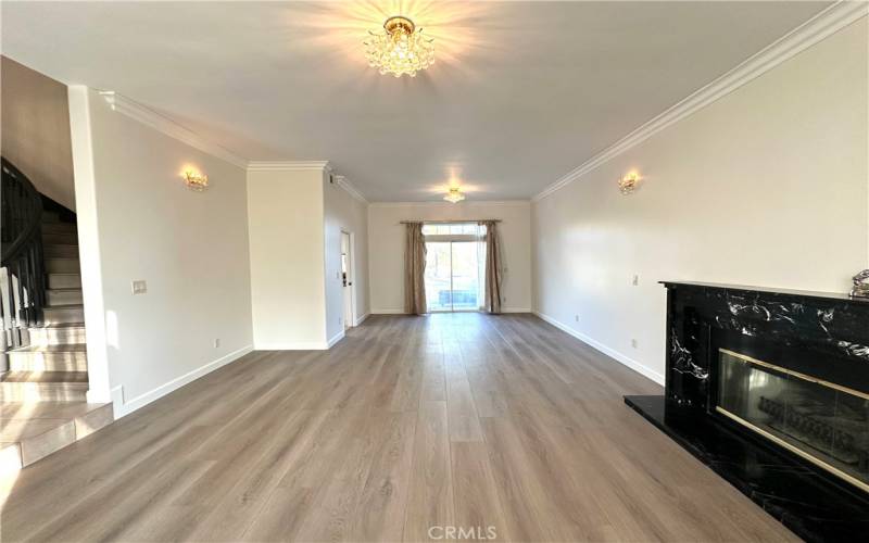 Living Room with Dining area and Fireplace