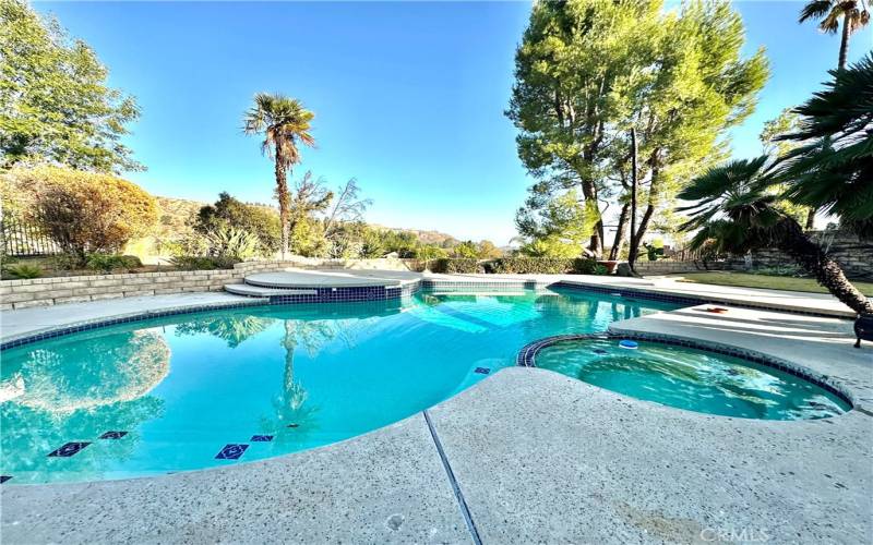 Pool and rear yard with Views