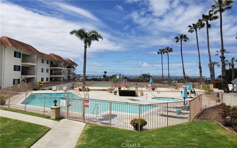 Community pool, spa, and tennis courts.