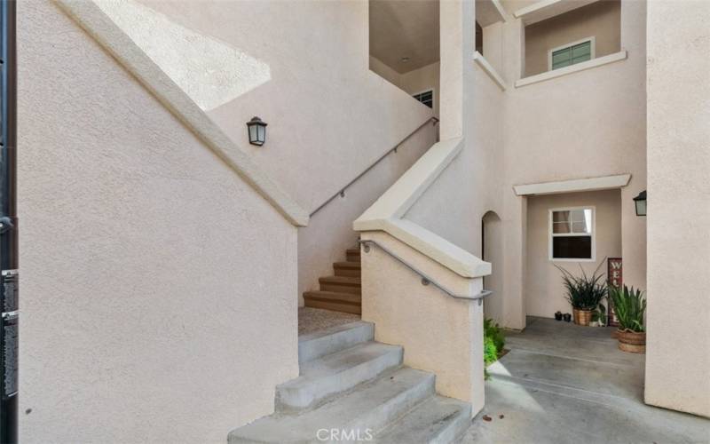 A courtyard below your home that leads directly to the garage for easy access.