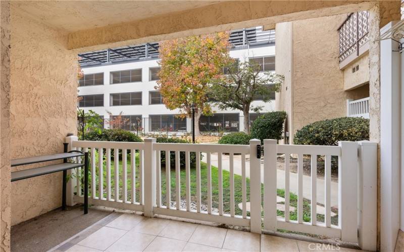 Mature landscaping and greenbelt right outside the patio.